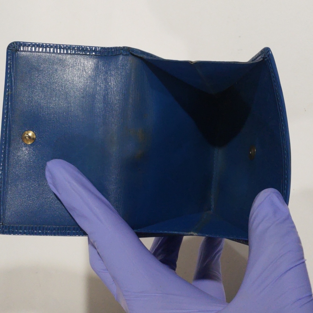 Vintage Louis Vuitton LV Trifold Luxury Wallet โ Royal Blue Epi Leather 4.25x4" - Picture 12 of 17